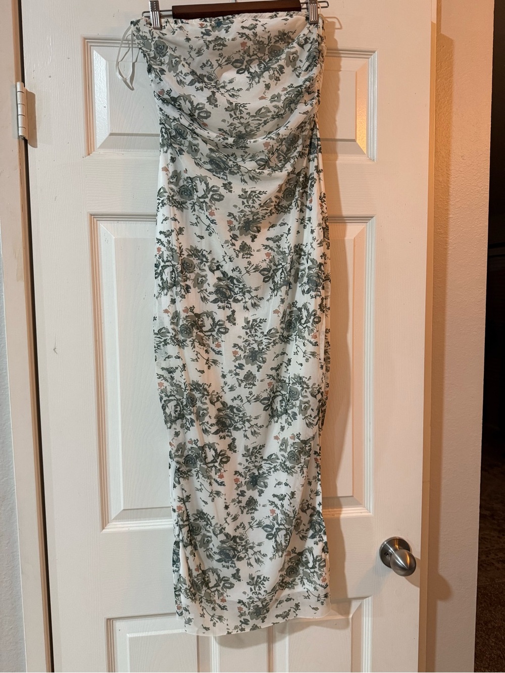 jcpenney Strapless Floral Midi Dress in Ivory and Sage